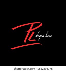 PL P L Initial handwriting creative fashion elegant design logo template vector