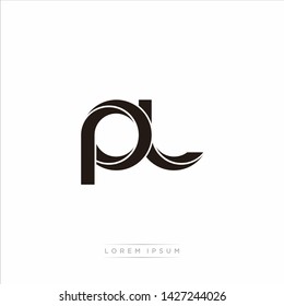 pl p l Initial Letter Split Lowercase Modern Monogram linked outline rounded logo