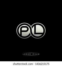 PL P L initial letter linked circle capital monogram logo modern template silver color edition