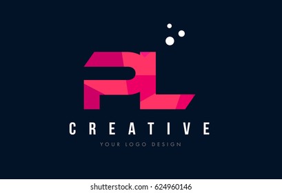 PL P L Purple Letter Logo Design with Low Poly Pink Triangles Concept