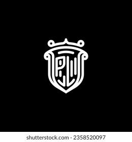 PL shield initial monogram with high quality professional design that will print well