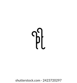 PL simple curved concept initial logo design black and white background