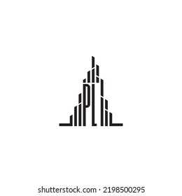 PL skyscraper initial logo concept in high quality professional design that will print well across any print media