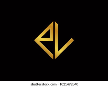 PL square shape Gold color logo