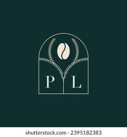 PL Unique and simple logo design combination of letters and coffee bean