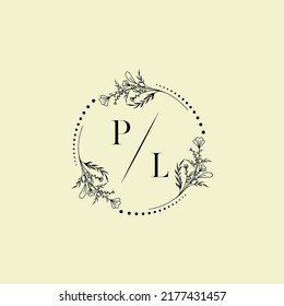 Cartas iniciales del logotipo de boda PL con un diseño profesional de alta calidad que se imprimirán en cualquier medio impreso