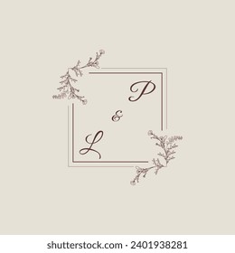 PL wedding line square monogram with high quality professional design that will print well