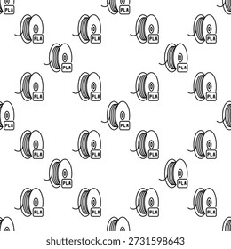 PLA Filament vector Additive Manufacturing Technology concept seamless pattern in outline style