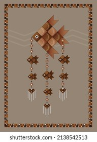 Pla ta pian fish shape Hanging Mobile traditional handmade craft from Thai coconut tree leaves graphic art prints poster home Decoration 