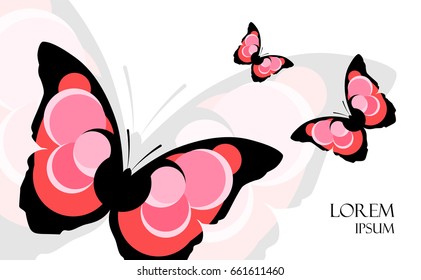 Placard with abstract butterfly and sample text. Vector banner.