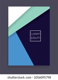 Placard with abstract composition, geometric style, flat design elements. Composition for covers, banners, flyers and posters. A4 format, vector templates.