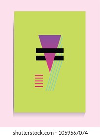 Placard with abstract composition, geometric style, flat design elements. Composition for covers, banners, flyers and posters. A4 format, vector templates.