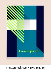 Placard with abstract composition, geometric style, flat design elements. Composition for covers, banners, flyers and posters. A4 format, vector templates.