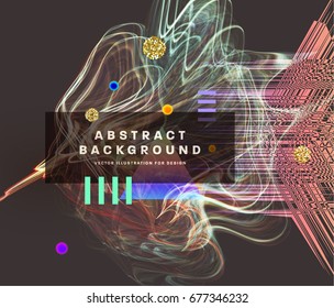 Placard with abstract liquid bubbles shapes, 80s memphis geometric style flat and 3d design elements. Retro art for covers, banners, flyers and posters. Eps10 vector illustrations