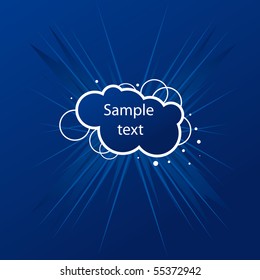 Placard with banner in blue light. Vector illustration