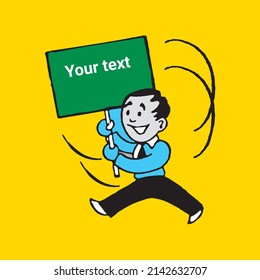Placard Cartoon Character for any add use social media, print  all kinds of digital advertising
