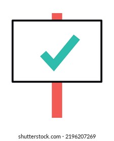 placard with check mark symbol