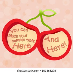 Placard with cherries for advertising and placement of text