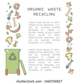 Placard concept with organic waste and place for your text. Cartoon style vector illustration