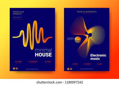 Placard of the Electronic Festival with the Illustration of Sound. Abstract Backgrounds with Gradient and Distortion of Rounds. Stripe Cover for Sound Event. Vector Stylized Equalizer. Sound Amplitude
