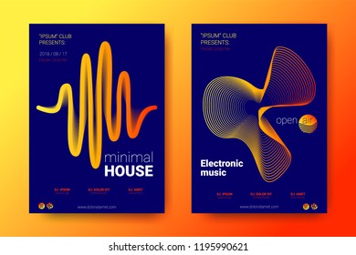 Placard of the Electronic Festival with the Illustration of Sound. Abstract Backgrounds with Gradient and Distortion of Rounds. Stripe Cover for Sound Event. Vector Stylized Equalizer. Sound Amplitude