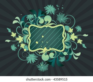Placard with floral elements on a dark background