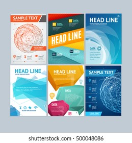 Placard, Flyer, Brochure or Poster Set Design with Bubbles Speech, Abstract Sphere. Vector illustration of big collection stylish poster, card for different business and medical health purpose.