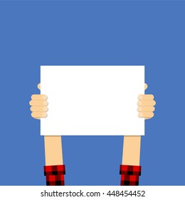 Hand holding placard Royalty Free Vector Image