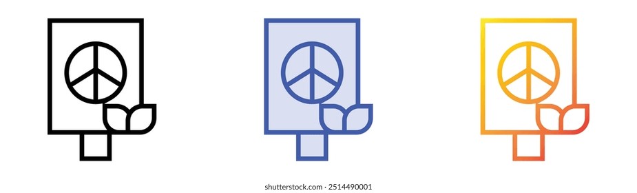 Plakatsymbol. Lineares, blaues Füllungs- und Farbverlauf-Design einzeln auf weißem Hintergrund
