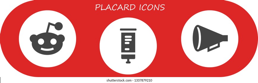 placard icon set. 3 filled placard icons.  Collection Of - Reddit, Roll up, Protest