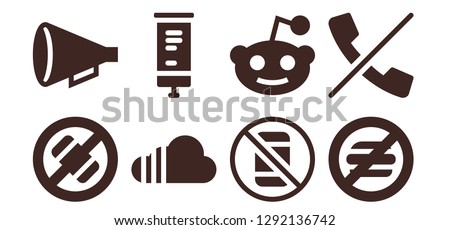  placard icon set. 8 filled placard icons. Simple modern icons about  - No phone, Protest, Soundcloud, Roll up, Reddit, No food, No calls