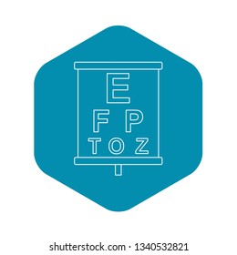 Placard with letters eyesight testing icon. Outline illustration of placard with letters eyesight testing vector icon for web
