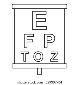 Placard with letters eyesight testing icon. Outline illustration of placard with letters eyesight testing vector icon for web
