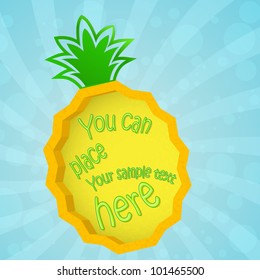 Placard with pineapple, for advertising and placement of text