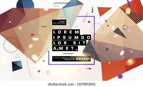 Plantilla de placa con formas geométricas abstractas, elementos de diseño plano de estilo brillante de los años 80. Arte retro para portadas, pancartas, volantes y afiches. Ilustraciones vectoriales de Eps10
