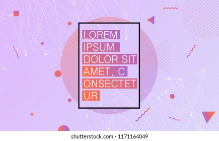 Placard template with abstract geometric shapes, 80s memphis bright style flat design elements. Retro art for covers, banners, flyers and posters. Eps10 vector illustrations
