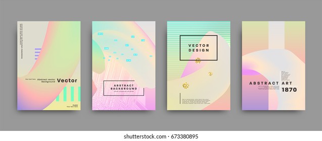 Placard template with abstract liquid bubbles shapes, 80s memphis geometric style flat and 3d design elements. Retro art for covers, banners, flyers and posters. Eps10 vector illustrations