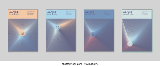 Placard templates set with abstract halftone lines rays, 80s memphis geometric style poster design elements. Retro art halftone vector illustration for banners, flyers, placards and party posters. 