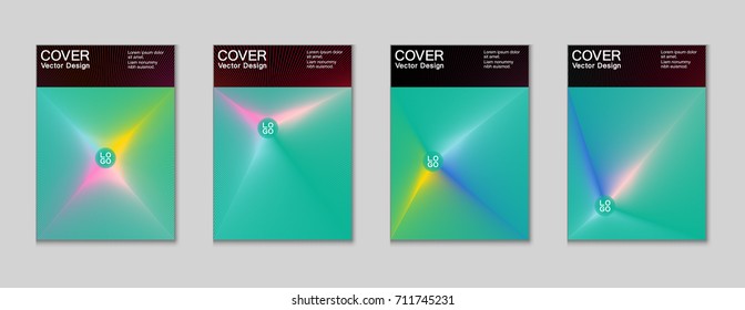 Placard templates set with abstract halftone lines rays, 80s memphis geometric style poster design elements. Retro art halftone vector illustration for banners, flyers, placards and party posters. 