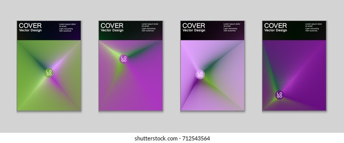 Placard templates set with abstract halftone lines rays, 80s memphis geometric style poster design elements. Retro art halftone vector illustration for banners, flyers, placards and party posters.