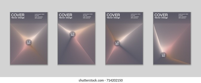 Placard templates set with abstract halftone lines rays, 80s memphis geometric style poster design elements. Retro art halftone vector illustration for banners, flyers, placards and party posters.