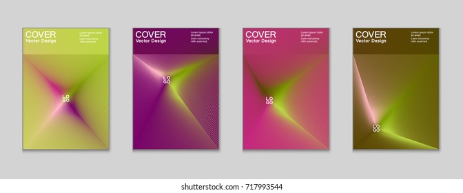 Placard templates set with abstract halftone lines rays, 80s memphis geometric style poster design elements. Retro art halftone vector illustration for banners, flyers, placards and party posters. 