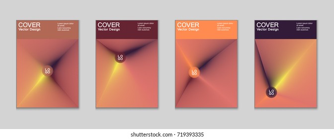Placard templates set with abstract halftone lines rays, 80s memphis geometric style poster design elements. Retro art halftone vector illustration for banners, flyers, placards and party posters. 