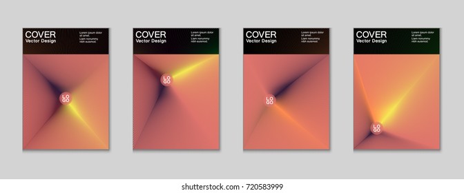 Placard templates set with abstract halftone lines rays, 80s memphis geometric style poster design elements. Retro art halftone vector illustration for banners, flyers, placards and party posters. 