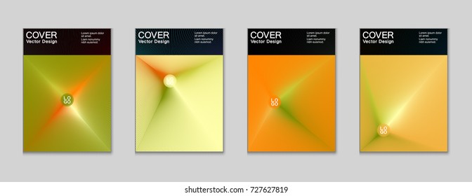 Placard templates set with abstract halftone lines rays, 80s memphis geometric style poster design elements. Retro art halftone vector illustration for banners, flyers, placards and party posters. 