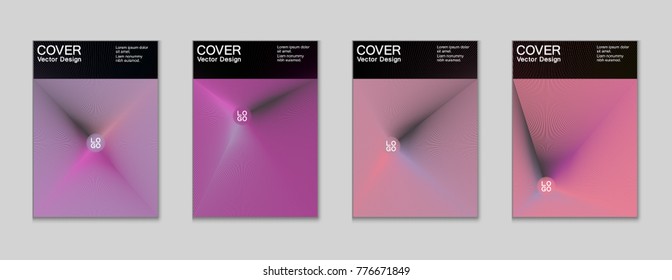 Placard templates set with abstract halftone lines rays, 80s memphis geometric style poster design elements. Retro art halftone vector illustration for banners, flyers, placards and party posters. 