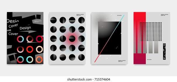 Placard templates set with abstract liquid bubbles shapes, 80s memphis geometric style flat and 3d design elements. Retro art for a4 covers, banners, flyers and posters.