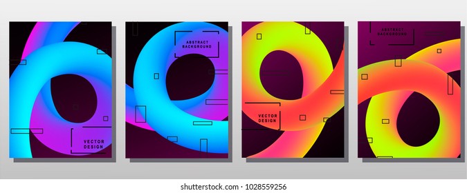 Placard templates set with abstract shapes, 80s memphis geometric style flat and line design elements. Retro art for a4 covers, banners, flyers and posters. Eps10 vector illustrations