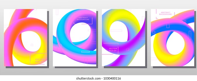 Placard templates set with abstract shapes, 80s memphis geometric style flat and line design elements. Retro art for a4 covers, banners, flyers and posters. Eps10 vector illustrations