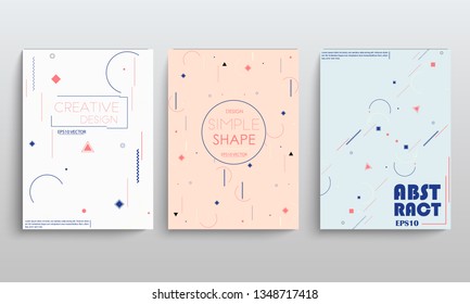 Placard templates set with abstract shapes, 80s memphis geometric style flat and line design elements
